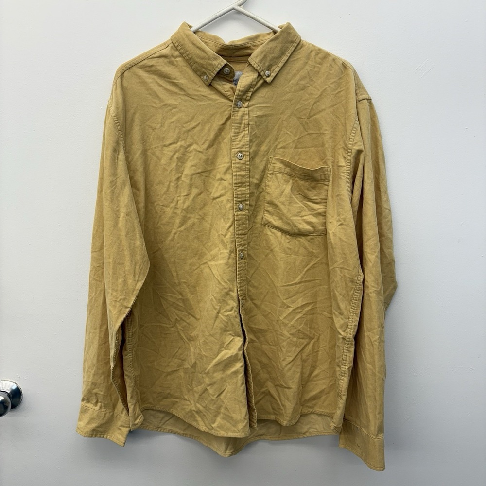 Goodfellow & Co Mens Large Mustard Yellow Corduroy Button Down Shirt Standard